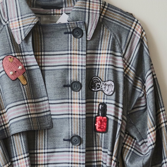 WOMEN'S COATS AND JACKETS PLAID BELTED TRENCH COAT - Picture 3 of 6